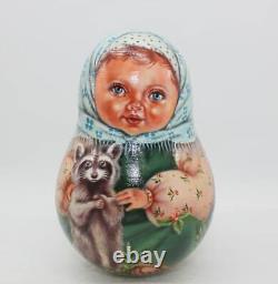 Hand-Painted Nesting Doll Roly Poly Matryoshka collectible (signed)