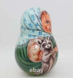 Hand-Painted Nesting Doll Roly Poly Matryoshka collectible (signed)