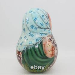 Hand-Painted Nesting Doll Roly Poly Matryoshka collectible (signed)