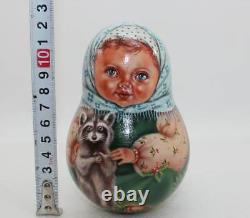 Hand-Painted Nesting Doll Roly Poly Matryoshka collectible (signed)