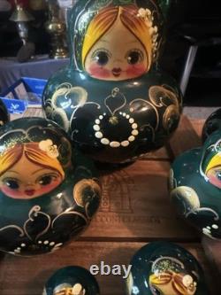 Hand Painted Nesting Russian Dolls Set Matryoshka Decor 14 Piece Set