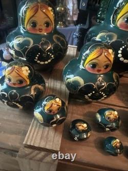 Hand Painted Nesting Russian Dolls Set Matryoshka Decor 14 Piece Set