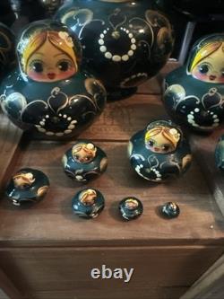 Hand Painted Nesting Russian Dolls Set Matryoshka Decor 14 Piece Set
