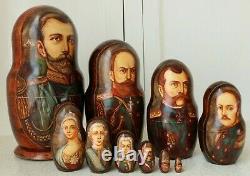 Hand-Painted Romanov Dynasty Monarchy Russian Nesting Dolls Matryoshka Tsars