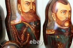 Hand-Painted Romanov Dynasty Monarchy Russian Nesting Dolls Matryoshka Tsars