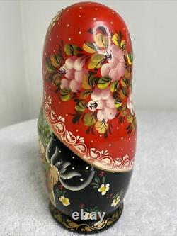 Hand Painted Russian Nesting Doll 5 Pc Set Family Village Life Scene