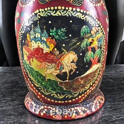 Hand Painted Russian Nesting Dolls Matryoshka Set of 5 Gold Ox Blood Folk Art