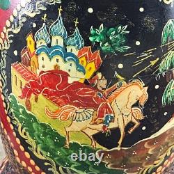 Hand Painted Russian Nesting Dolls Matryoshka Set of 5 Gold Ox Blood Folk Art