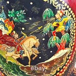 Hand Painted Russian Nesting Dolls Matryoshka Set of 5 Gold Ox Blood Folk Art