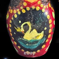 Hand Painted Russian Nesting Dolls Matryoshka Set of 5 Gold Ox Blood Folk Art