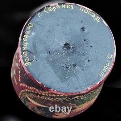 Hand Painted Russian Nesting Dolls Matryoshka Set of 5 Gold Ox Blood Folk Art