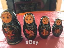 Hand Painted Russian Nesting Dolls Sergiev Posad Signed 10pc Vintage Cir. 1992