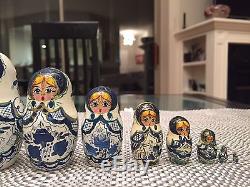 Hand Painted Russian Nesting Dolls Sergiev Posad Signed 15pc Vintage Cir. 1993