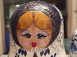 Hand Painted Russian Nesting Dolls Sergiev Posad Signed 15pc Vintage Cir. 1993