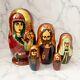 Hand-painted Russian Nesting Dolls Signed Set Of 5 Icon Jesus Mary Orthodox 6.5