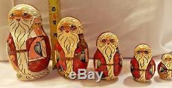 Hand Painted Set of 5 St. Nick Santa Nesting Dolls 5.5 Matryoshka Russian