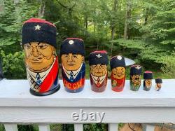 Hand Painted Vintage Russian Nesting Dolls, Iconic Figures