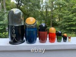 Hand Painted Vintage Russian Nesting Dolls, Iconic Figures