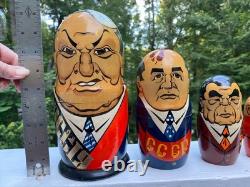 Hand Painted Vintage Russian Nesting Dolls, Iconic Figures
