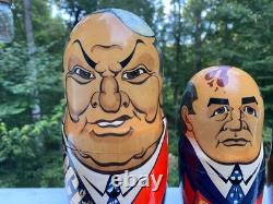 Hand Painted Vintage Russian Nesting Dolls, Iconic Figures