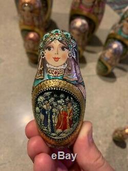 Hand Painted, Wooden Russian Matryoshka Doll (10 pieces)