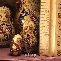 Handmade Ceprueb Nocag 1994 Wooden Nesting Dolls Set of 10 Matryoshka 8 high