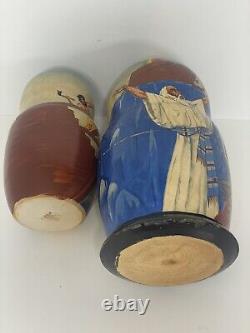 Handmade Nesting Dolls Noah's Ark Biblical Religious Art Hand Painted Signed VTG
