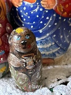 Handmade Rare Mockba Russian Nesting Doll Signed Nina 5 Pce