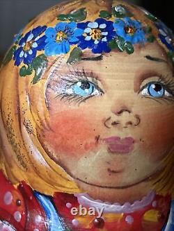 Handmade Rare Mockba Russian Nesting Doll Signed Nina 5 Pce