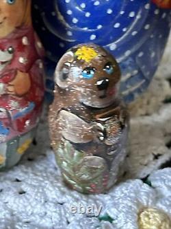 Handmade Rare Mockba Russian Nesting Doll Signed Nina 5 Pce