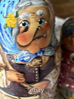 Handmade Rare Mockba Russian Nesting Doll Signed Nina 5 Pce