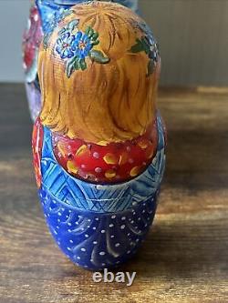 Handmade Rare Mockba Russian Nesting Doll Signed Nina 5 Pce