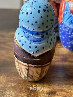 Handmade Rare Mockba Russian Nesting Doll Signed Nina 5 Pce