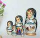 Handpainted Nesting Dolls Winter Gift Matryoshka 8 1/4 5 Pieces Russian Dolls