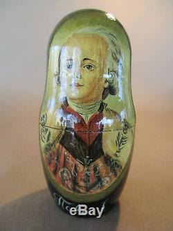 Handpainted and Signed Russian Nesting Doll, Czars of Russia, Antique & Unique