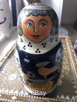 Huge Millennium Russian Doll Signed 1999 Wooded Egg 1992 5 Piece Doll 1993 Charm