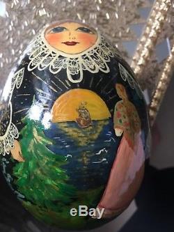 Huge Millennium Russian Doll Signed 1999 Wooded Egg 1992 5 Piece Doll 1993 Charm