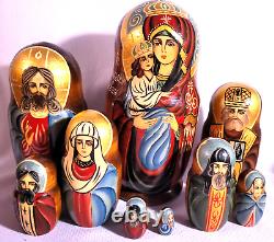 Iconographic Russian Religious Matryoshka 10 Nesting Dolls Signed A Ishchenko