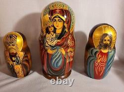 Iconographic Russian Religious Matryoshka 10 Nesting Dolls Signed A Ishchenko