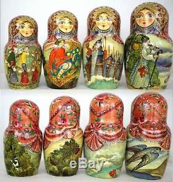 Incredible 30 Pieces Nesting Doll (matrioshka, matryoshka) Fairy-Tales- Signed