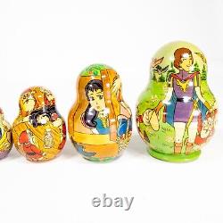 Incredible Vintage Snow White Russian Nesting Dolls Handmade Set of 10 Disney
