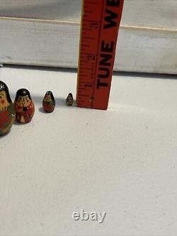 Japanese Unique Wood Nesting Dolls Samurai Hand Painted 7 Pce Signed