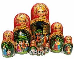 Kalinka Nesting Doll 10 Piece Russian Exclusive Babushka Stacking Hand Painted