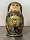 Large Hand Painted Russian Czar Nicholas Ii Nesting Dolls Matryoshka Signed 10