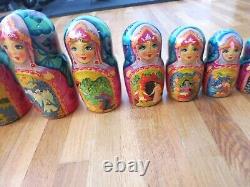 LARGE Matryoshka 18 Wooden Nesting Dolls PUSHKIN THEMED by Smirnova 30 PIECES