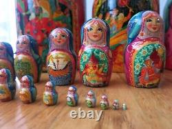 LARGE Matryoshka 18 Wooden Nesting Dolls PUSHKIN THEMED by Smirnova 30 PIECES