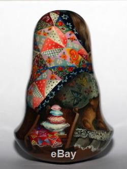 LULLABY doll roly poly Russian ART matryoshka no nesting scrappy blanket bear