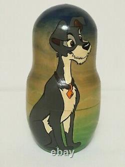 Lady and The Tramp Russian Nesting Dolls Collectible Wooden Toys 1996