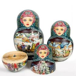 Large 30 pc Russian Nesting dolls Matryoshka set Russian Troika 13 Handmade