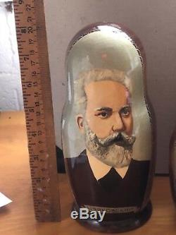 Large 8 signed Russian leaders nesting dolls 7 piece set
